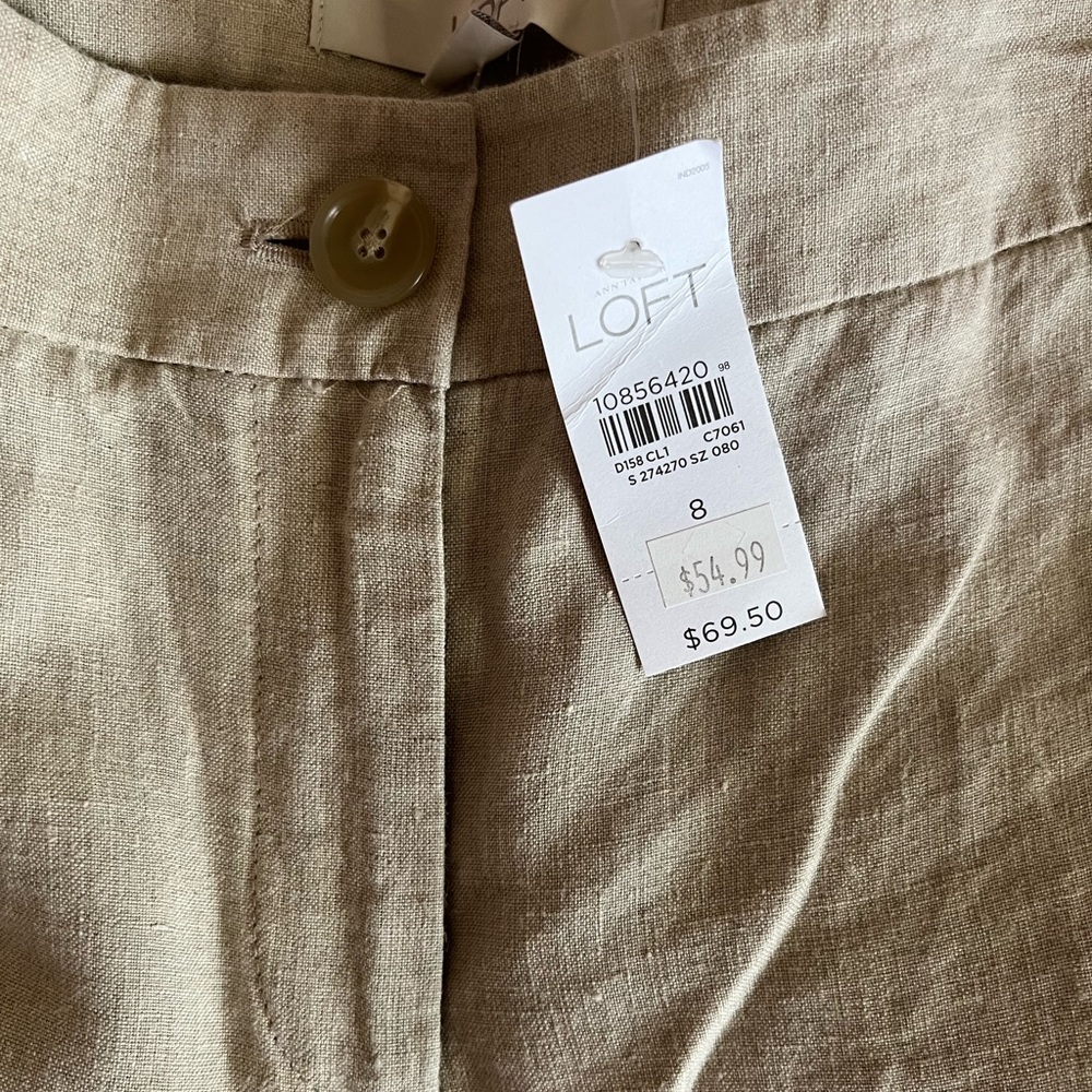 LOFT Khaki Linen Trousers